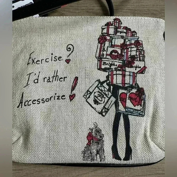 NWT Brighton Crossbody Bag Shopping Scottie Dog Sketchbook Art Canvas NWT - Picture 3 of 8